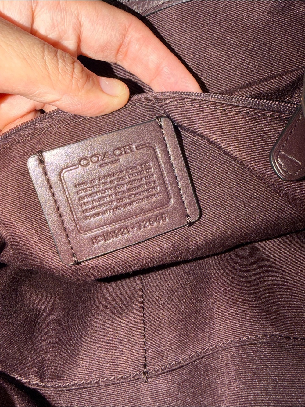 Coach Purple Pebble Leather Drawstring Backpack - Picture 5 of 7
